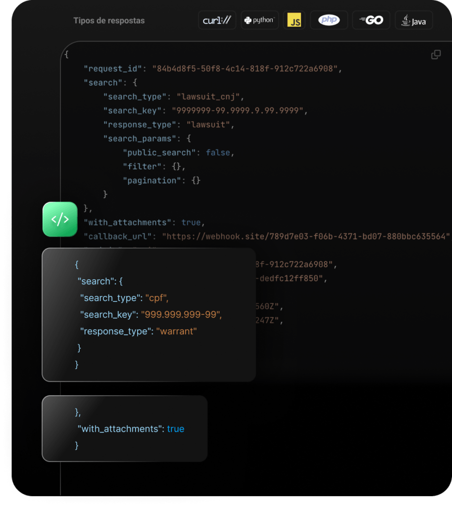 Interface de integração por APIs Data Engine